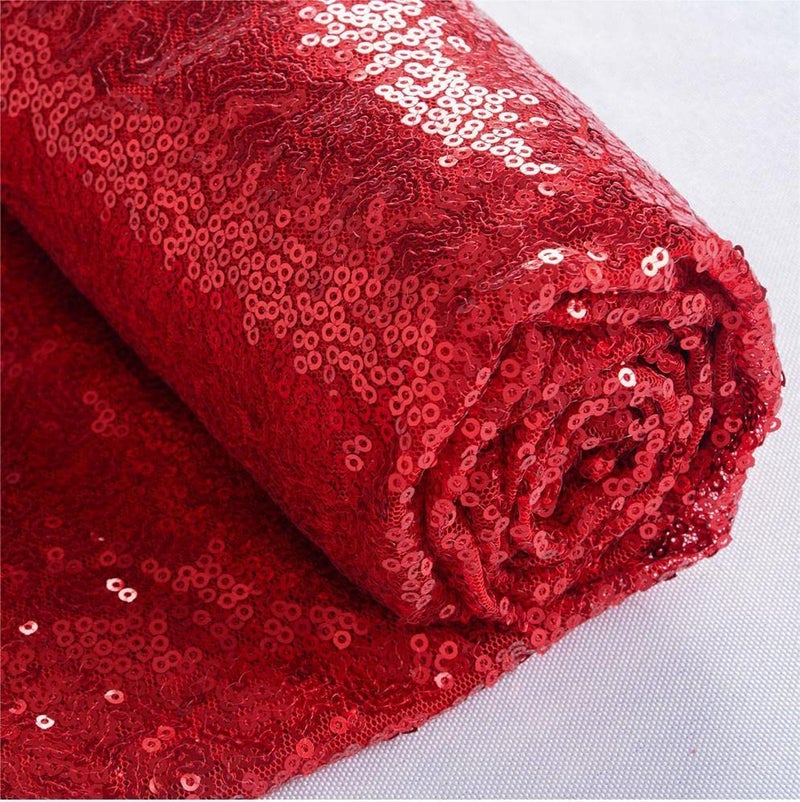 ShiDianYi Sequin Fabric 6 Feet Sparkly Fabric by The 2 Yards-Red Around The World Party Decorations -0818S - Image 1